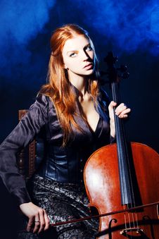 Cello Musician, Mystical Music Royalty Free Stock Image Cello Musician, Mystical Music Royalty Free Stock Image