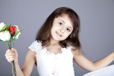 Young Girl In Dress And Flowers. Royalty Free Stock Images Young Girl In Dress And Flowers. Royalty Free Stock Images