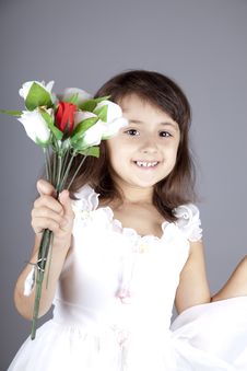 Young Girl In Dress And Flowers. Royalty Free Stock Photography Young Girl In Dress And Flowers. Royalty Free Stock Photography