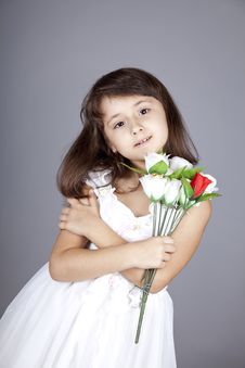 Young Girl In Dress And Flowers. Royalty Free Stock Photography Young Girl In Dress And Flowers. Royalty Free Stock Photography