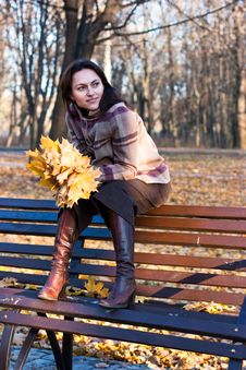 Beautiful Young Woman On A Bench Stock Image Beautiful Young Woman On A Bench Stock Image