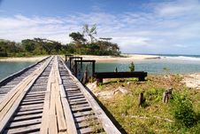 Wooden Bridge On The Coast Royalty Free Stock Photos