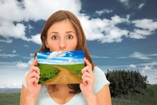 Beautiuful Woman And Meadow Road Stock Images Beautiuful Woman And Meadow Road Stock Images