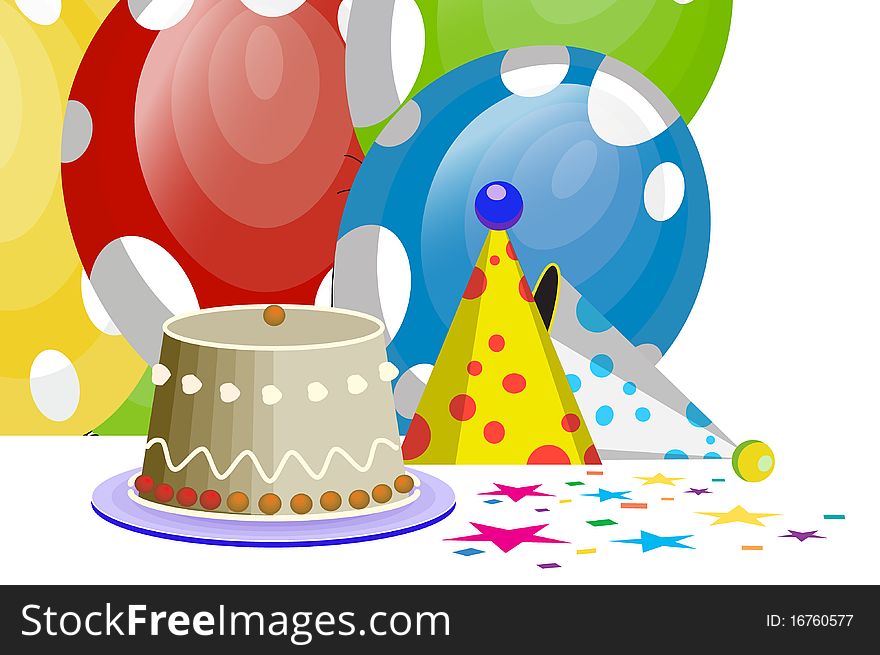 Vector illustration of birthday balloons with white spots. Vector illustration of birthday balloons with white spots