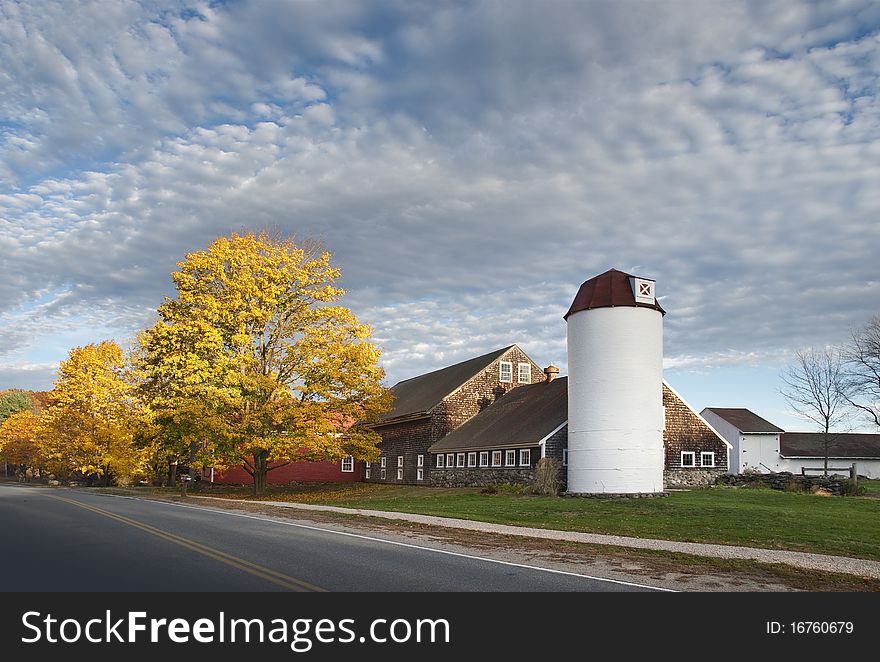 Barn at sunset during the fall season located in Massachusetts. Barn at sunset during the fall season located in Massachusetts