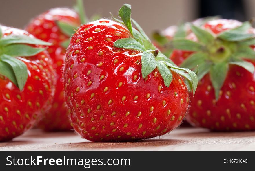 Strawberry With Green Leaf
