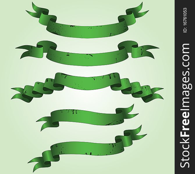 Old green banners. Vector illustration. Elements for design.