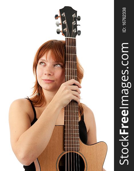 Beautiful Young Girl playing guitar