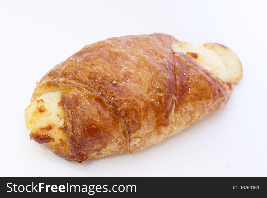 Pastry with cottage cheese isolated over white. Pastry with cottage cheese isolated over white