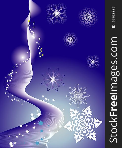 Winter background with snowflakes and lines. Winter background with snowflakes and lines