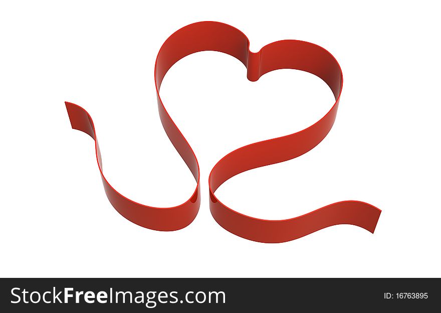 Heart made of red band isolated on white. Heart made of red band isolated on white