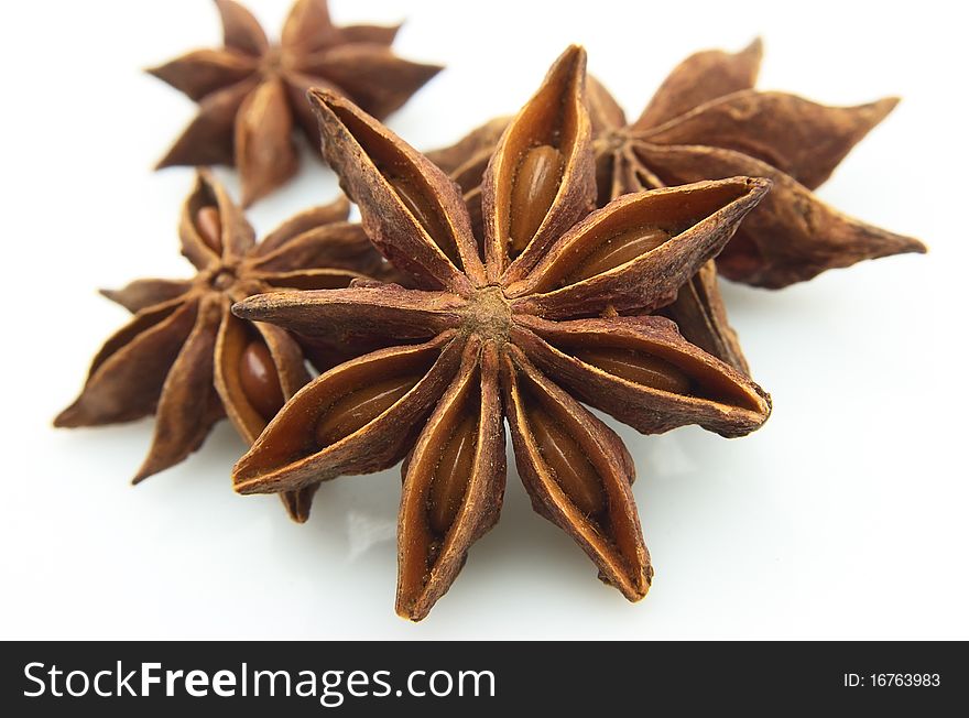 Aromatic anises star close up. Aromatic anises star close up