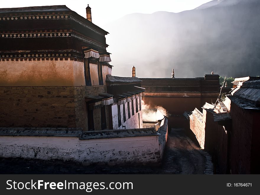 Old building in the tibetan village of Xiahe, Gansu, China. Old building in the tibetan village of Xiahe, Gansu, China