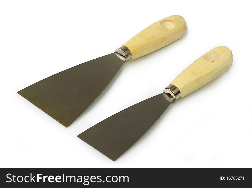 Putty knifes isolated on white background