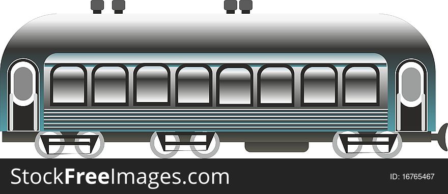 Layout illustration of a passenger car in the gray-blue tones. Layout illustration of a passenger car in the gray-blue tones