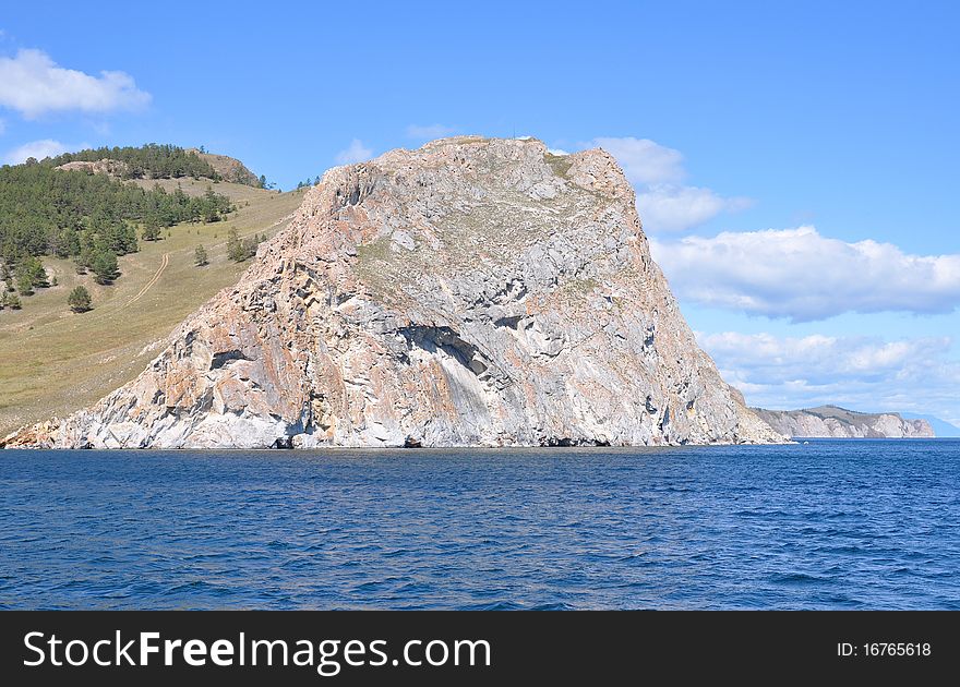 Baikal lake. View at rock. Baikal lake. View at rock.