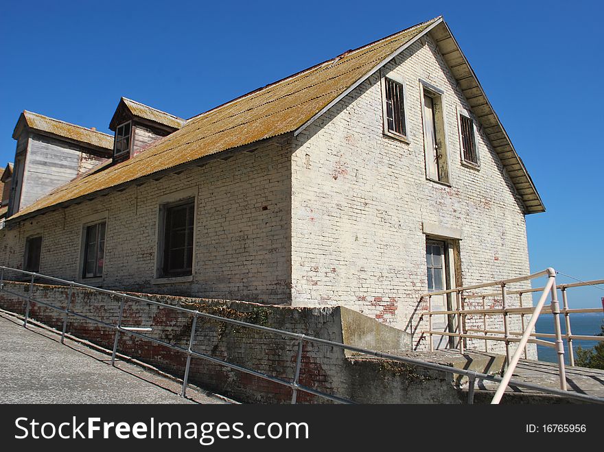 An old building in the Alcatraz island. An old building in the Alcatraz island