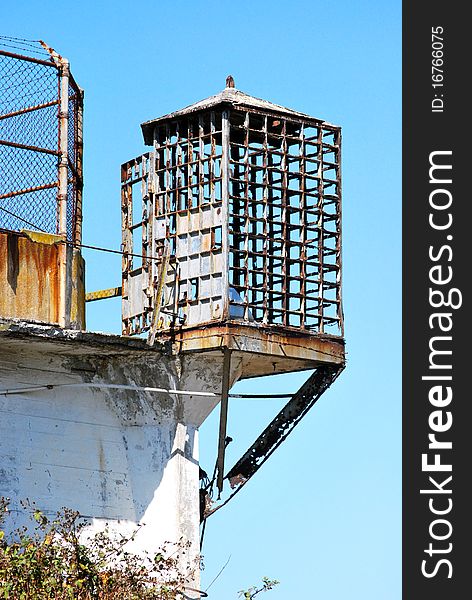 The historical cage in the penitentiary of alcatraz. The historical cage in the penitentiary of alcatraz