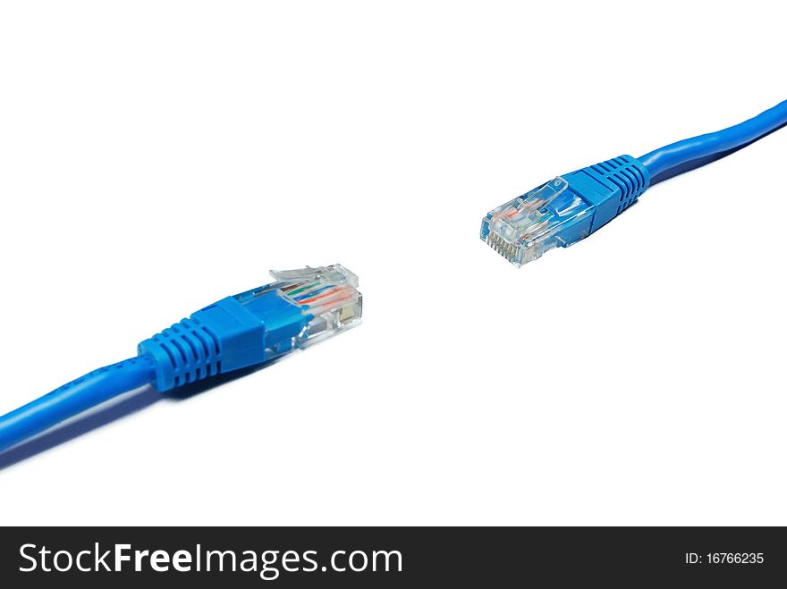 An isolated blue LAN Cable