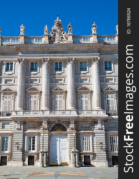 Entrance in Royal Palace. Palacio de Oriente, Madrid landmark, Spain. Entrance in Royal Palace. Palacio de Oriente, Madrid landmark, Spain.