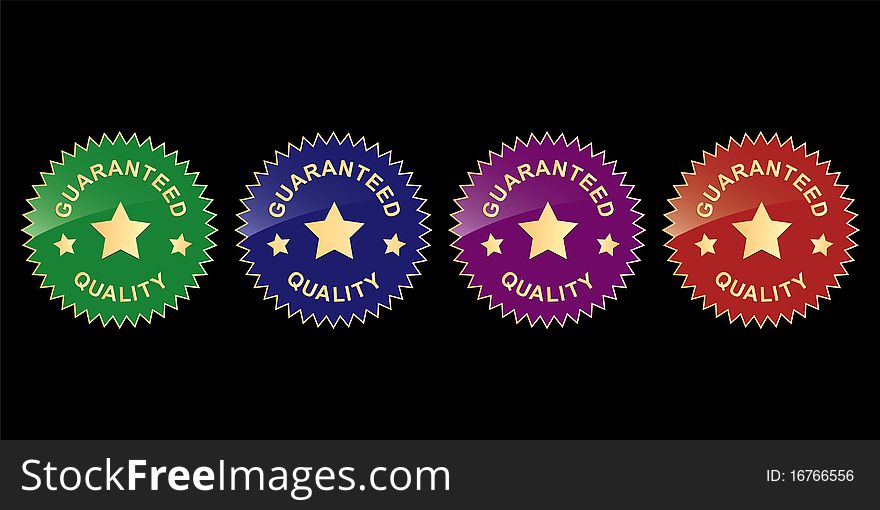 vector set of colorful labels for promotion with words guaranteed quality