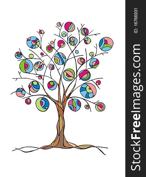 Ornamental tree with fruits on white background. Ornamental tree with fruits on white background