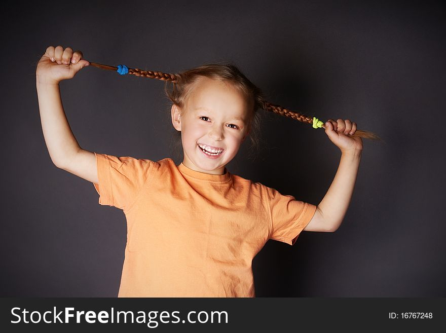 Portrait of happy joyful girl, studio shot. Portrait of happy joyful girl, studio shot