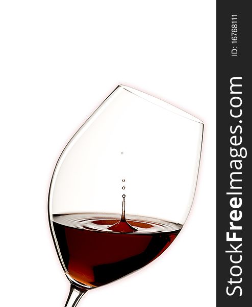 Glass of red wine with a white background
