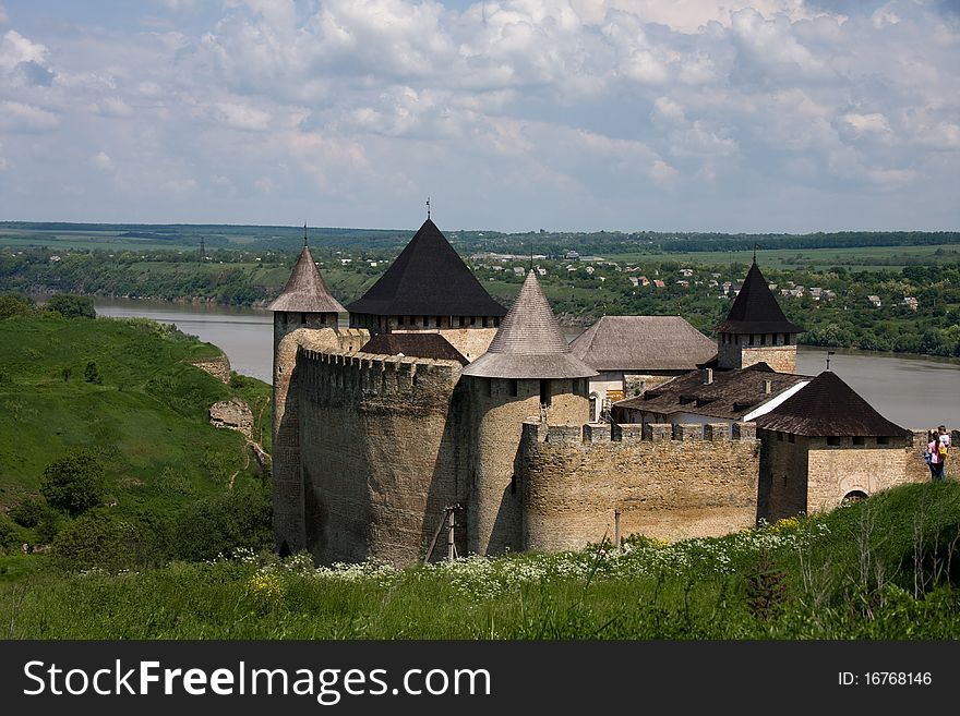 Entrance view of the Khotyn Fortress. Khotyn, Ukraine