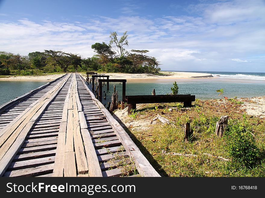 Wooden bridge on the coast