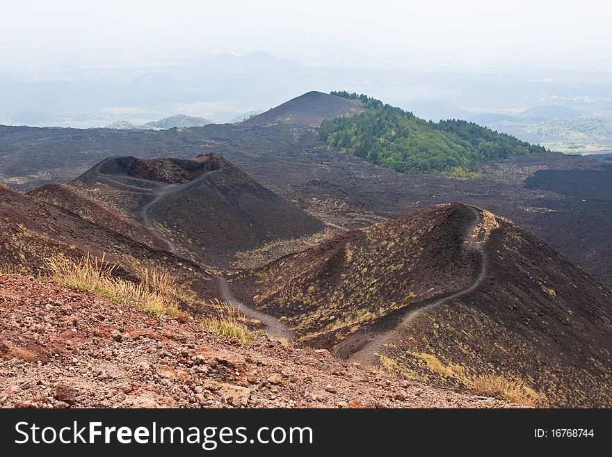 View from Mount Etna in Sicily. View from Mount Etna in Sicily