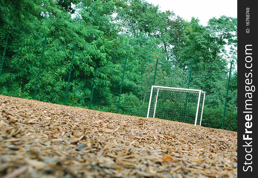 View of a soccer goal at the park