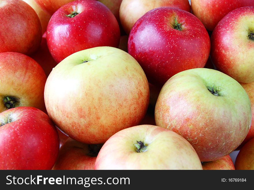 Ripe sweet fresh apples at a market