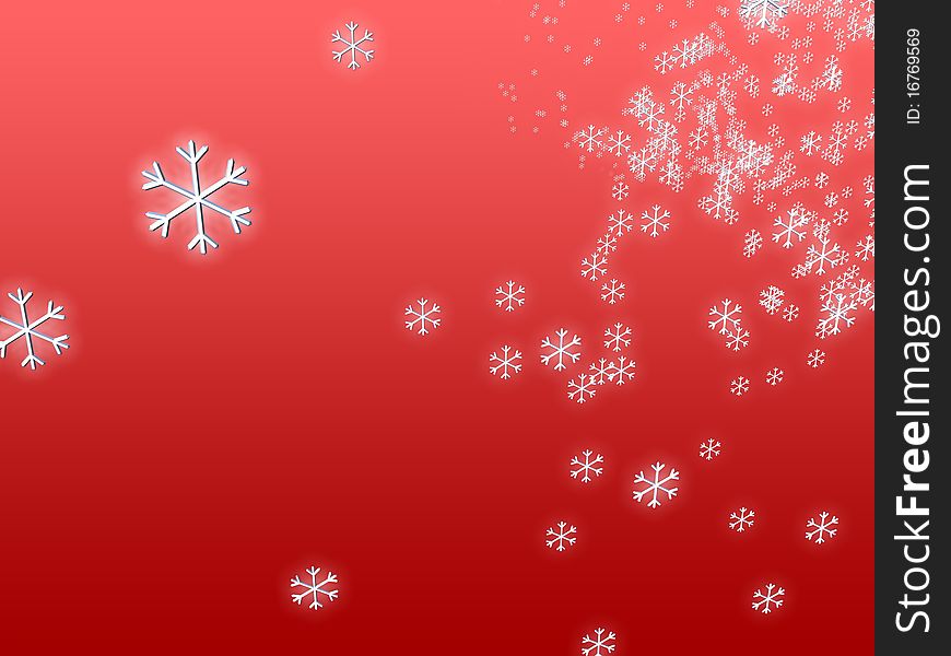 Cloud of 3D-modelled snowflakes representing notions such as winter, Christmas, as well as New Year's Eve