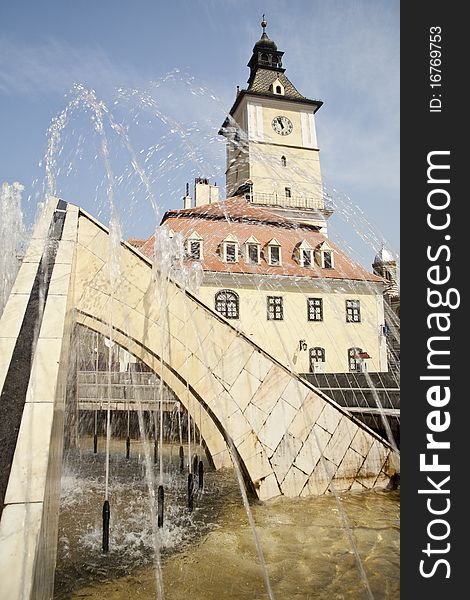 Fountain in the central square of Brasov - Romania