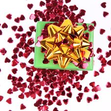 Gift And Heart Shaped Confetti Stock Image Gift And Heart Shaped Confetti Stock Image