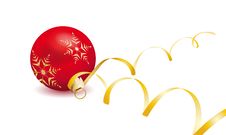 Red Bauble With Gold Ribbon Royalty Free Stock Image