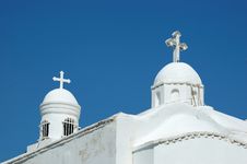 White Domes Of Traditional Greek Orthodox Church Royalty Free Stock Photos