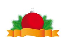 Red Fur-tree Sphere With A Ribbon Stock Photo