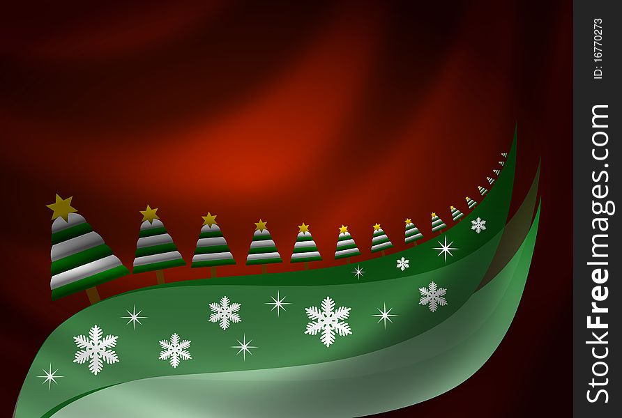 Illustration of a Christmas Background with Trees