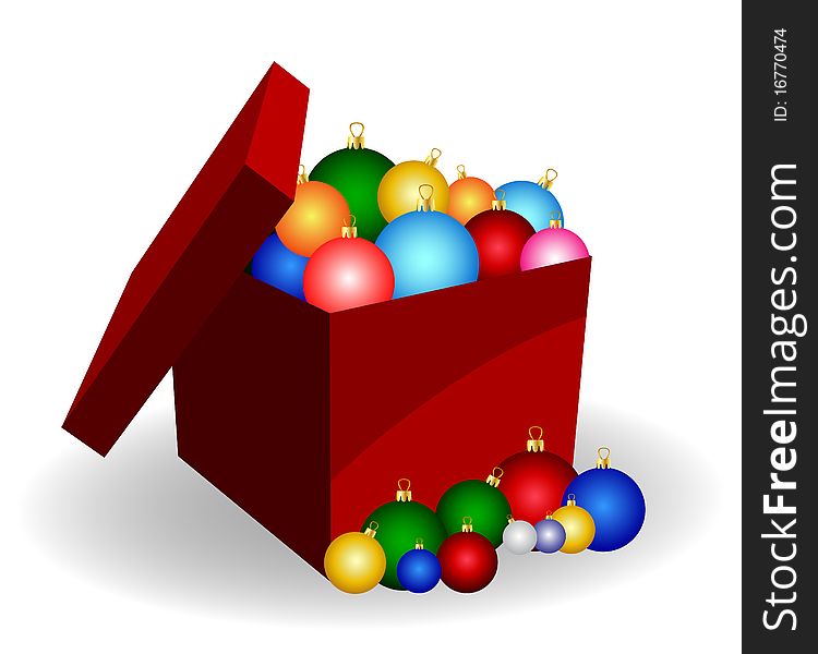 Illustration of christmas balls in a box