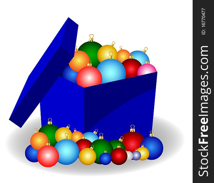 Illustration of christmas balls in a box