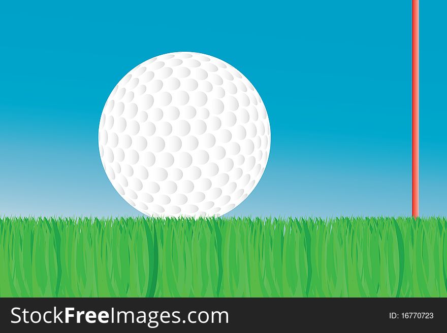 Illustration of a golf ball sitting in the grass.