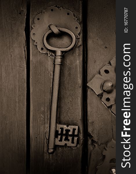 Key on door in Antigua Guatemala. Key on door in Antigua Guatemala