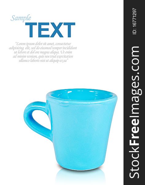 Blue coffee cup with copyspace isolated