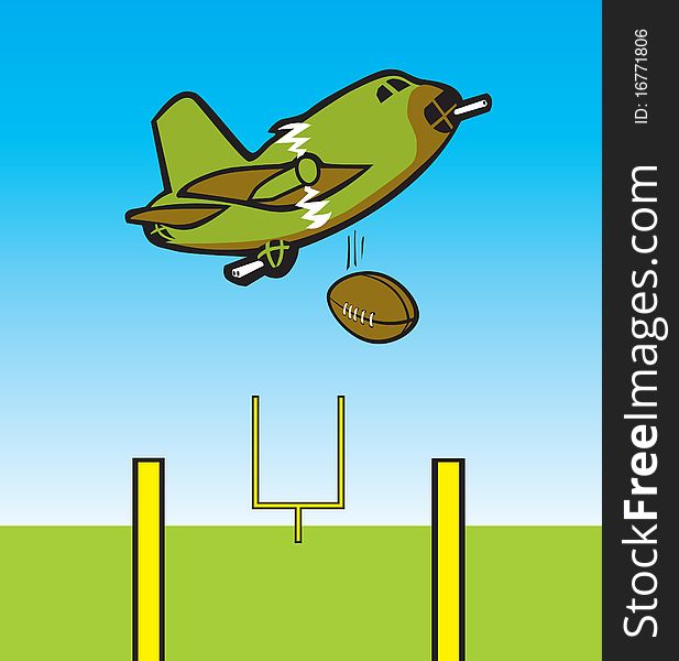 Bomber dropping a football ilustrating the concept of throwing a long bomb for a touchdown. Bomber dropping a football ilustrating the concept of throwing a long bomb for a touchdown.