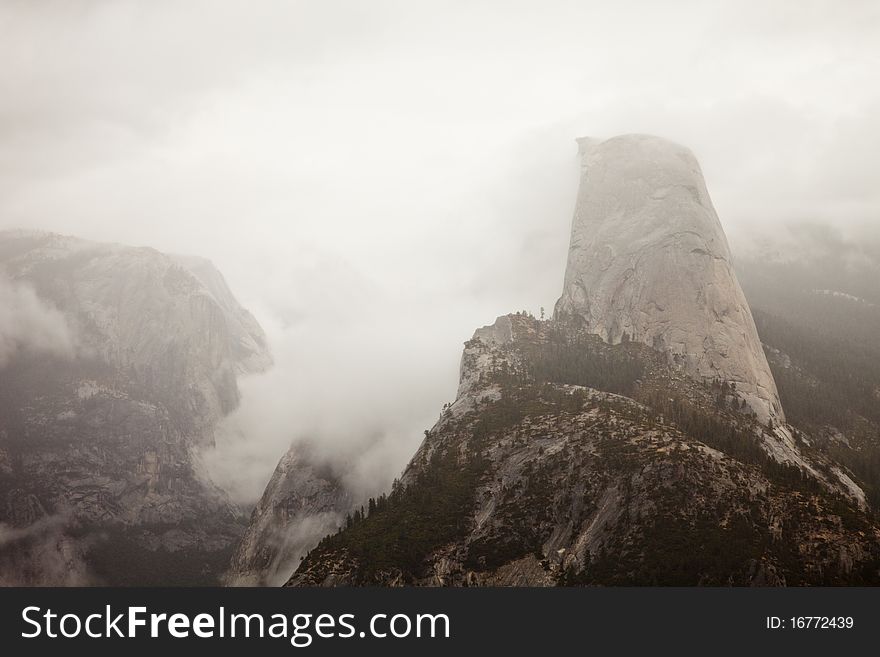 Half Dome in Clouds