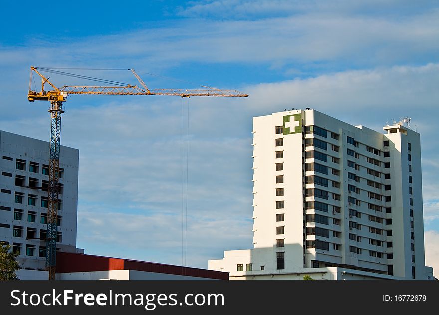 The hospital in building progress. The hospital in building progress