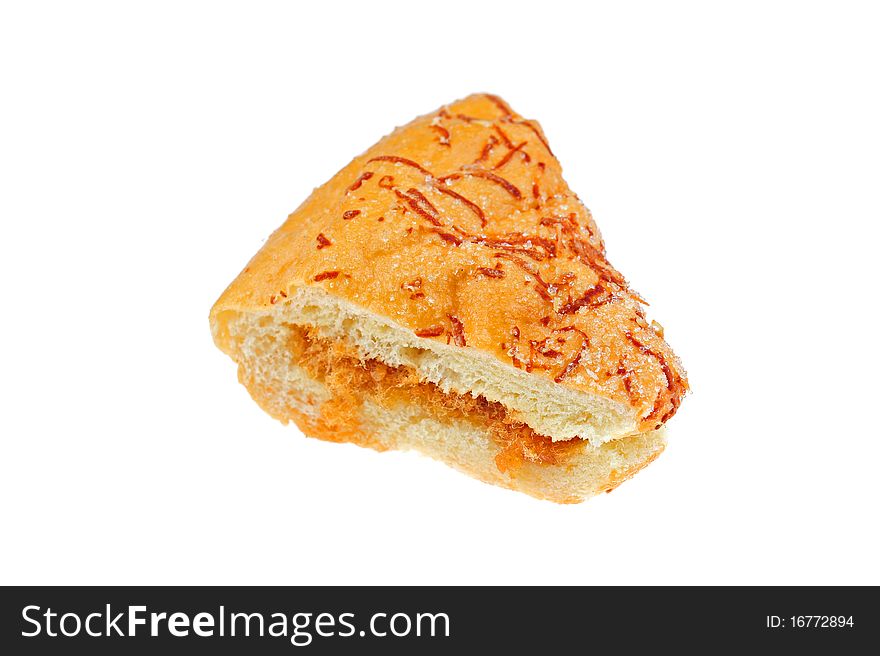 Meat bread on white background
