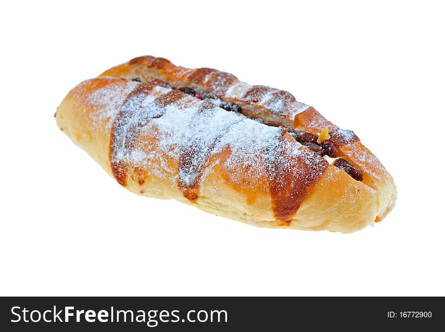 Chocolate bread on white background